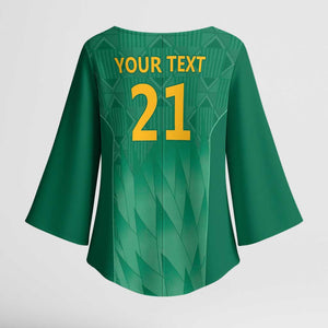 South Africa Cricket Custom Kimono Sleeve Blouse African King Proteas Green