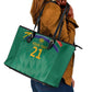 South Africa Cricket Custom Leather Tote Bag African King Proteas Green
