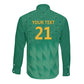 South Africa Cricket Custom Long Sleeve Button Shirt African King Proteas Green