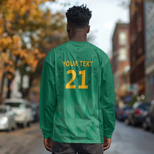 South Africa Cricket Custom Long Sleeve Shirt African King Proteas Green