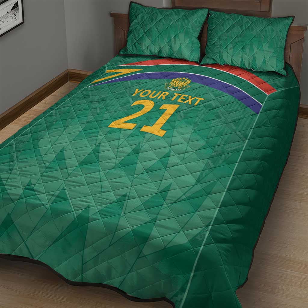 South Africa Cricket Custom Quilt Bed Set African King Proteas Green