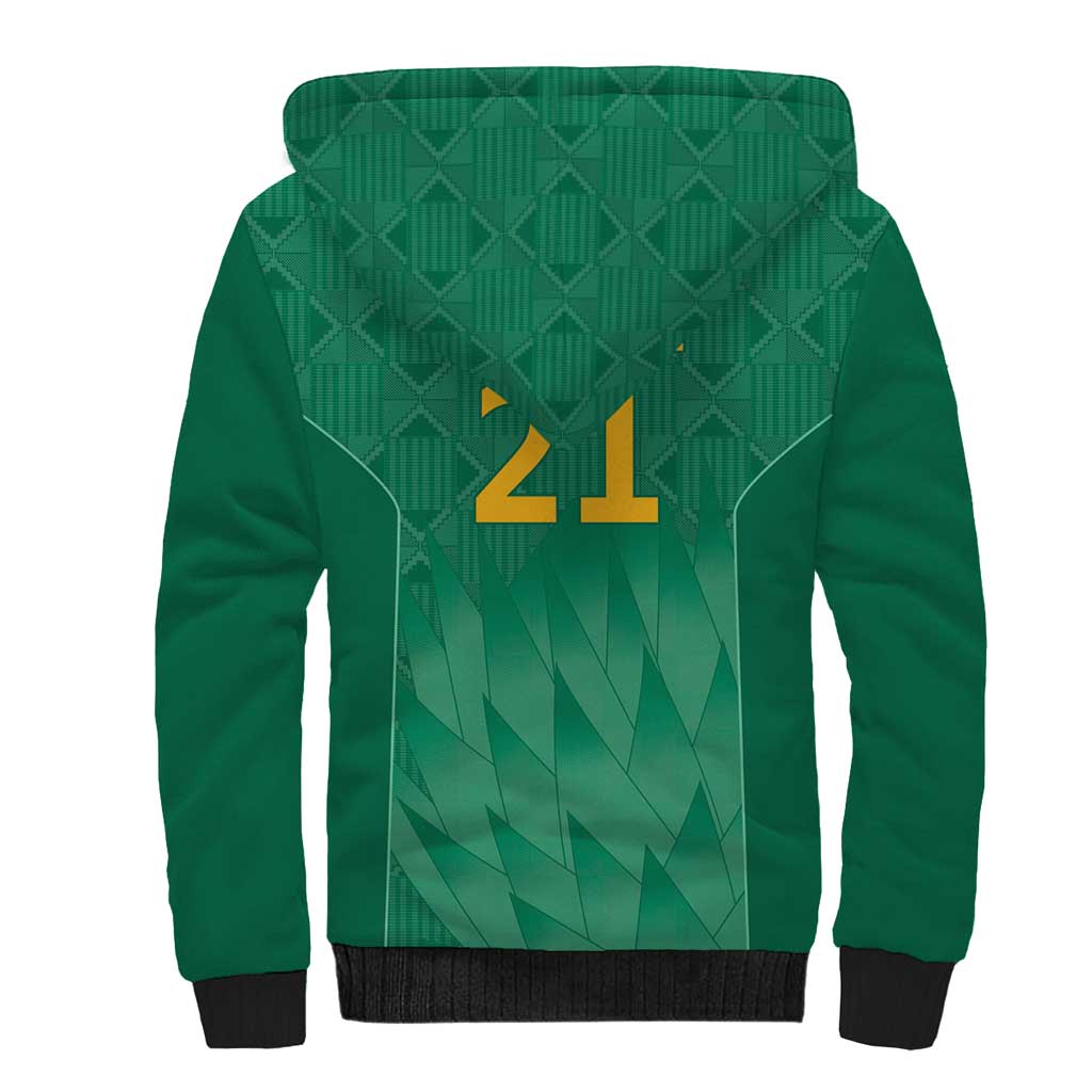 South Africa Cricket Custom Sherpa Hoodie African King Proteas Green