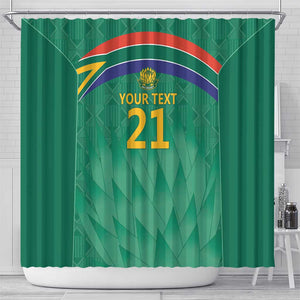 South Africa Cricket Custom Shower Curtain African King Proteas Green