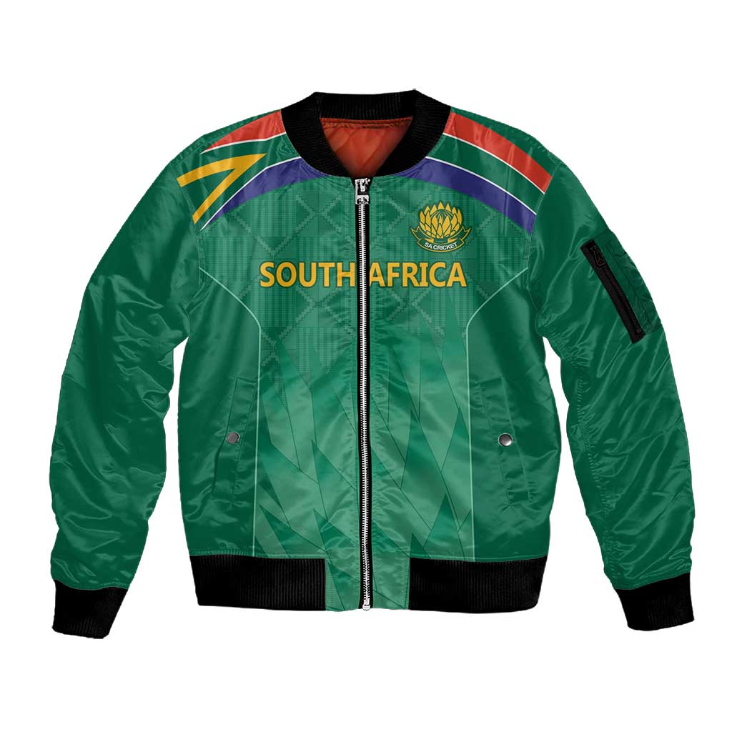 Ricket Jacket South Africa Cricket Custom Sleeve Zip Bomber Jacket African King ...