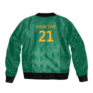 South Africa Cricket Custom Sleeve Zip Bomber Jacket African King Proteas Green