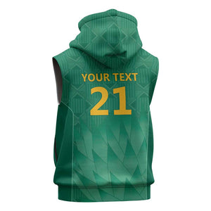 South Africa Cricket Custom Sleeveless Hoodie African King Proteas Green - African Pride