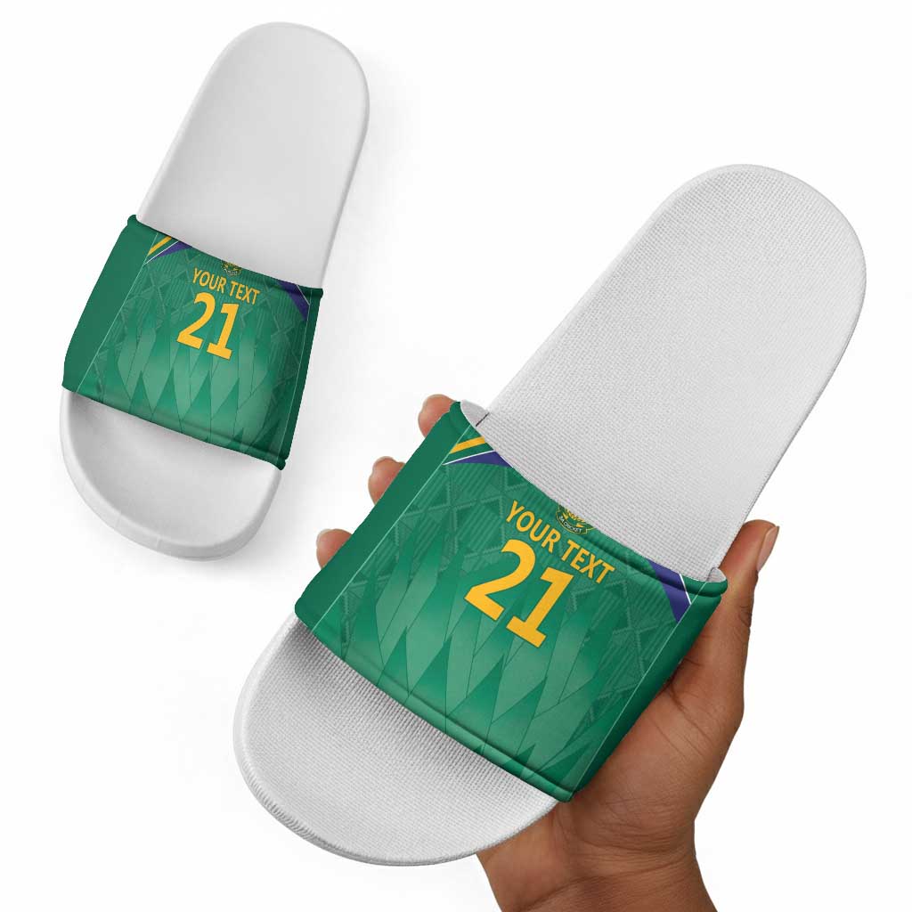 South Africa Cricket Custom Slide Sandals African King Proteas Green