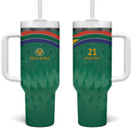 South Africa Cricket Custom Tumbler With Handle African King Proteas Green