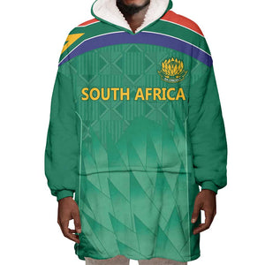 South Africa Cricket Custom Wearable Blanket Hoodie African King Proteas Green
