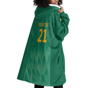 South Africa Cricket Custom Wearable Blanket Hoodie African King Proteas Green