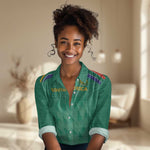 South Africa Cricket Custom Women Casual Shirt African King Proteas Green LT9