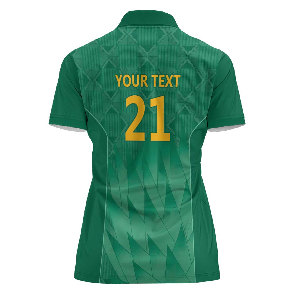 South Africa Cricket Custom Women Polo Shirt African King Proteas Green