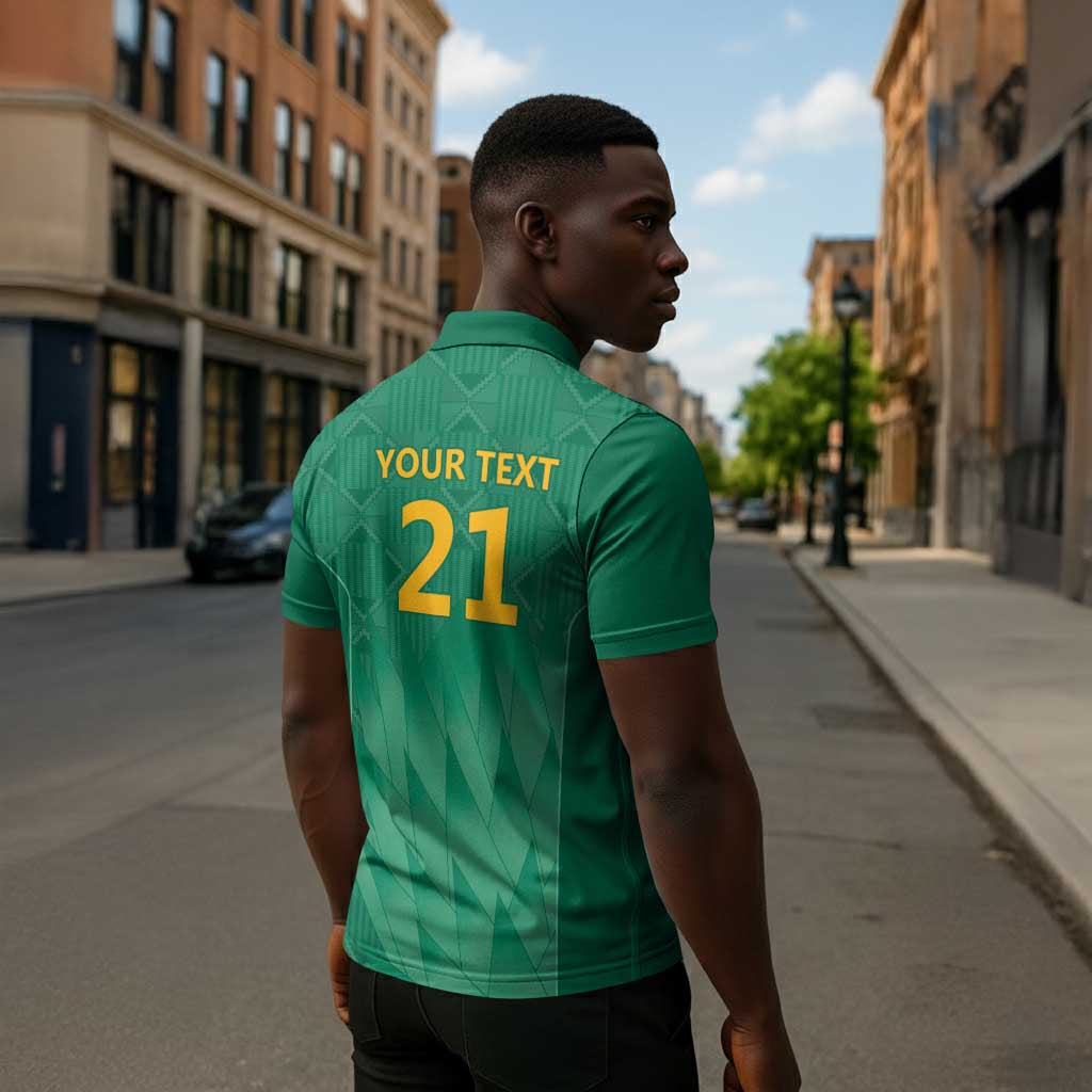 South Africa Cricket Custom Zipper Polo Shirt African King Proteas Green