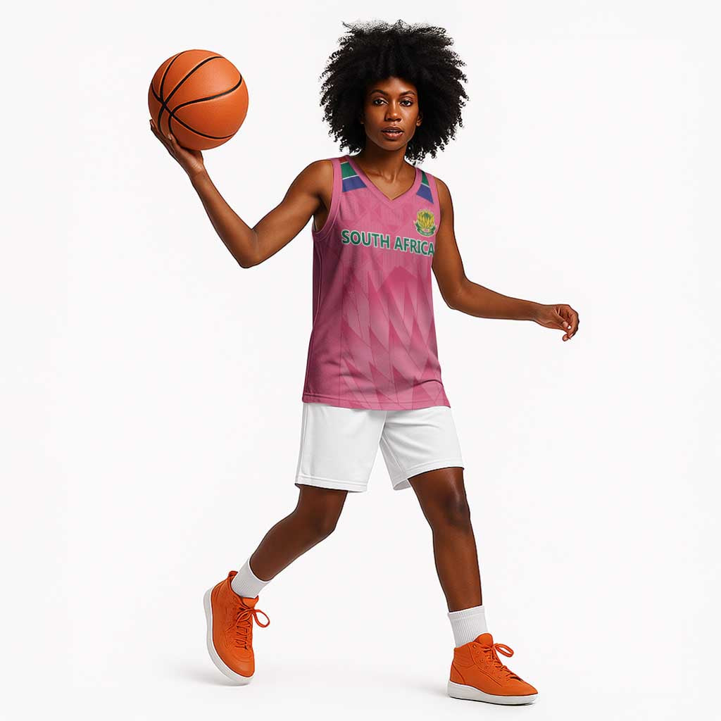 South Africa Cricket Custom Basketball Jersey African King Proteas Pink - African Pride