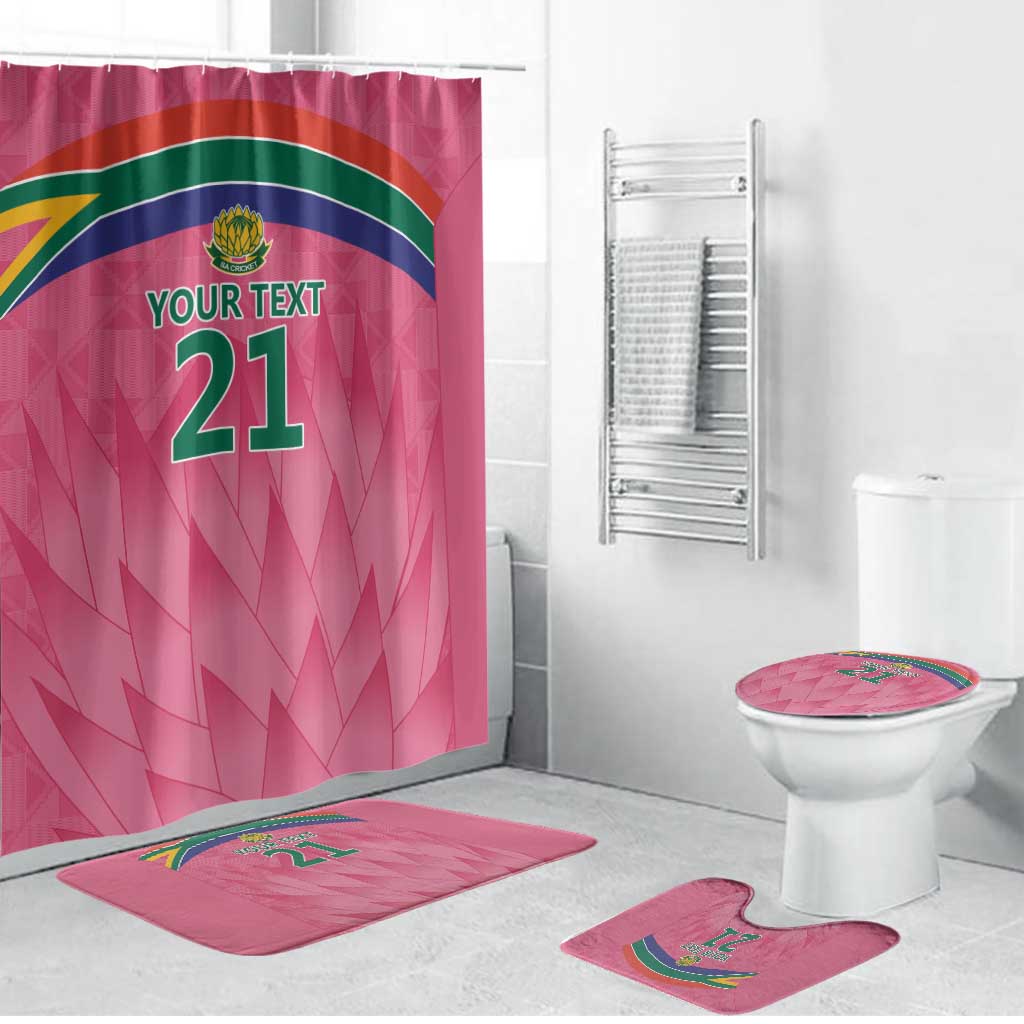 South Africa Cricket Custom Bathroom Set African King Proteas Pink
