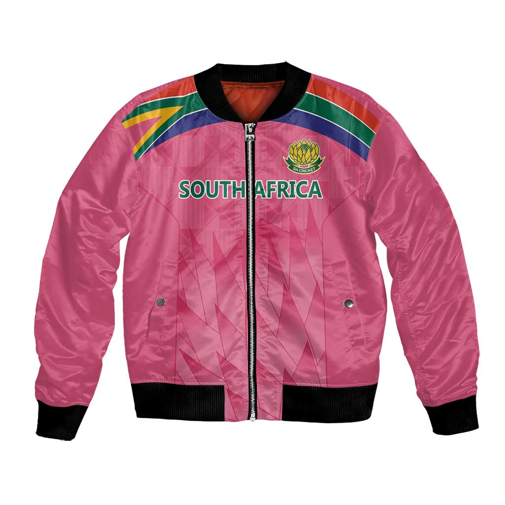 South Africa Cricket Custom Bomber Jacket African King Proteas Pink