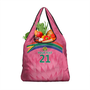 South Africa Cricket Custom Grocery Bag African King Proteas Pink