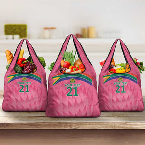 South Africa Cricket Custom Grocery Bag African King Proteas Pink