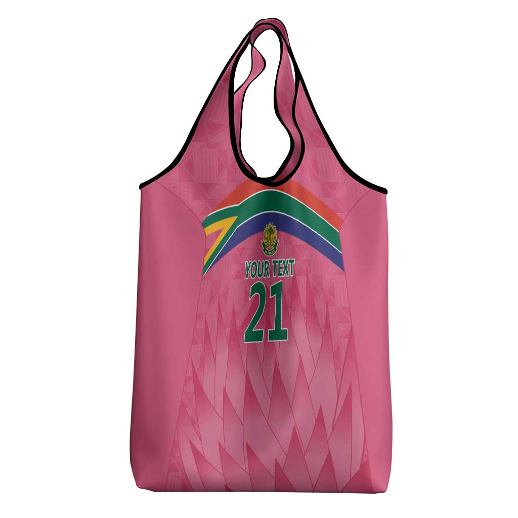 South Africa Cricket Custom Grocery Bag African King Proteas Pink