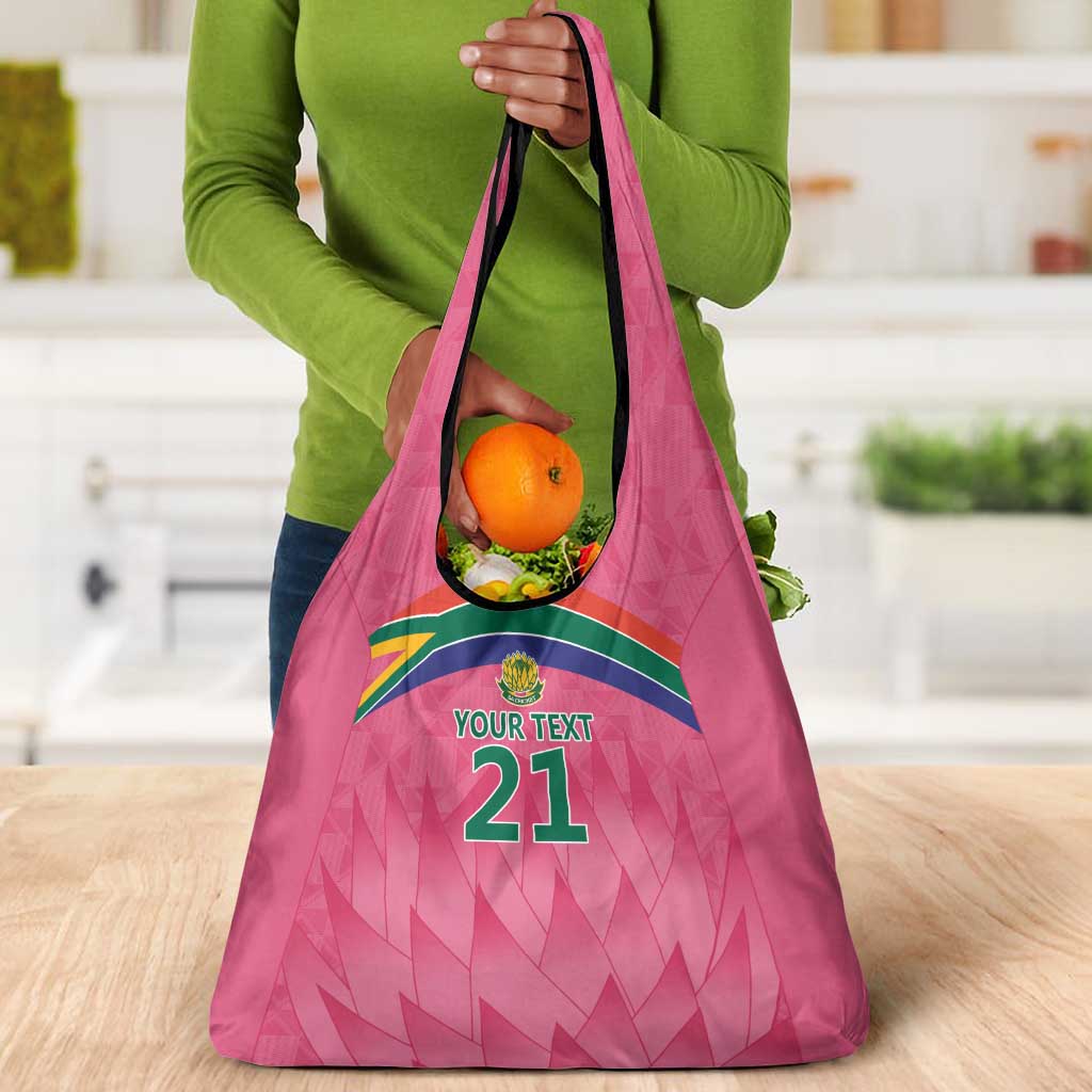 South Africa Cricket Custom Grocery Bag African King Proteas Pink