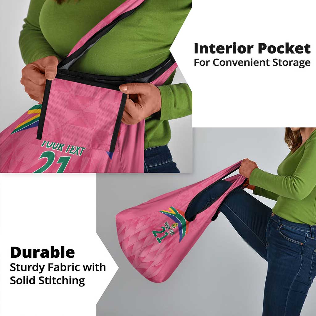 South Africa Cricket Custom Grocery Bag African King Proteas Pink