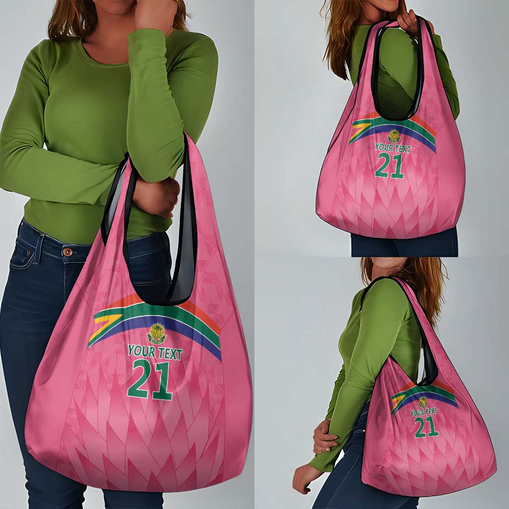 South Africa Cricket Custom Grocery Bag African King Proteas Pink