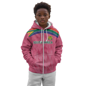 South Africa Cricket Custom Kid Hoodie African King Proteas Pink