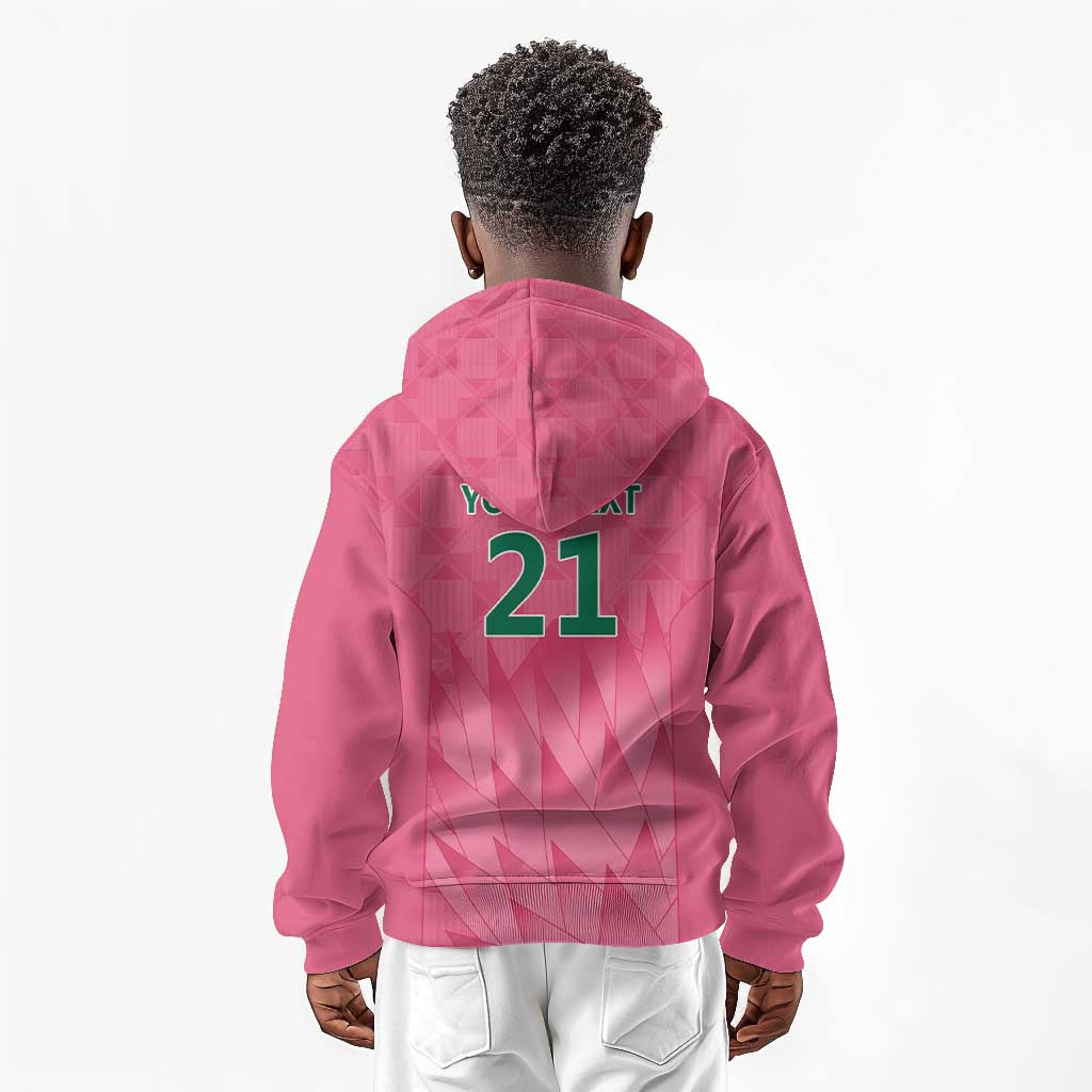 South Africa Cricket Custom Kid Hoodie African King Proteas Pink