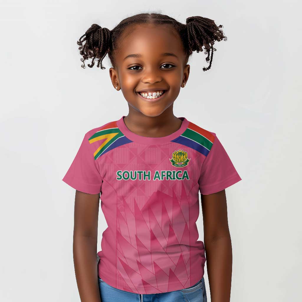 South Africa Cricket Custom Kid T shirt African King Proteas Pink