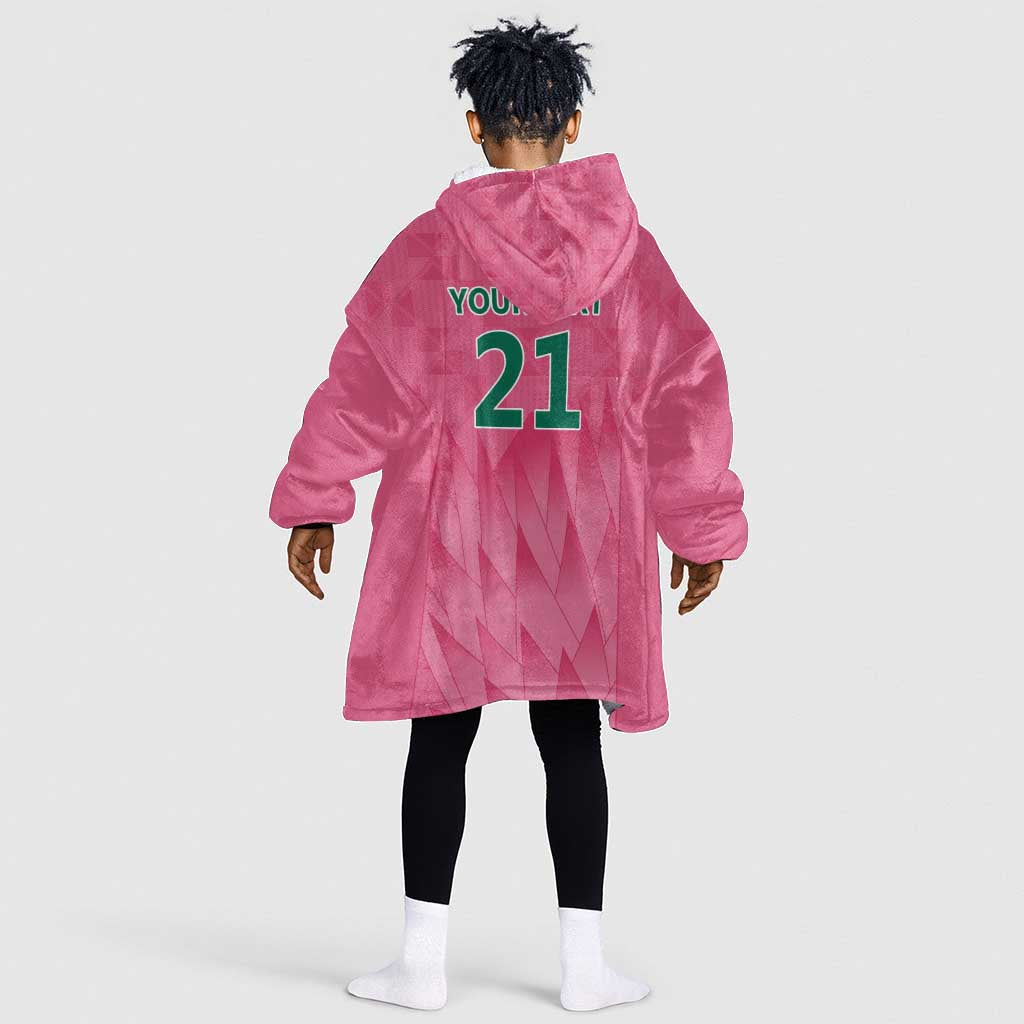 South Africa Cricket Custom Kid Wearable Blanket Hoodie African King Proteas Pink