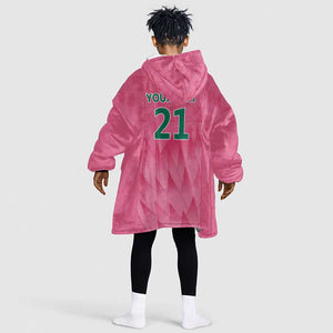 South Africa Cricket Custom Kid Wearable Blanket Hoodie African King Proteas Pink