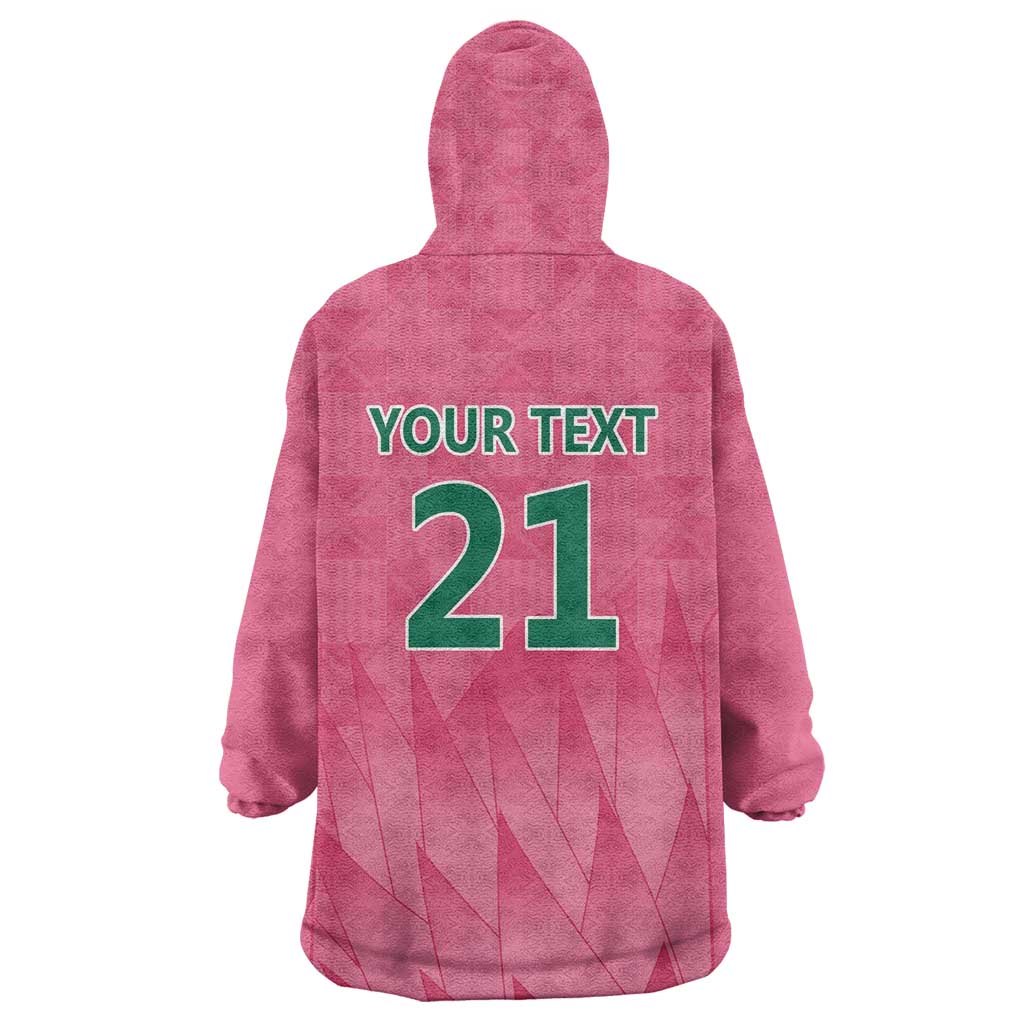 South Africa Cricket Custom Kid Wearable Blanket Hoodie African King Proteas Pink