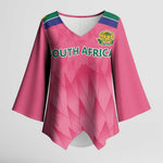 South Africa Cricket Custom Kimono Sleeve Blouse African King Proteas Pink