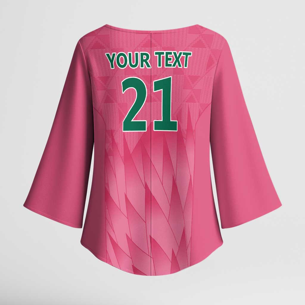 South Africa Cricket Custom Kimono Sleeve Blouse African King Proteas Pink