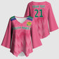South Africa Cricket Custom Kimono Sleeve Blouse African King Proteas Pink