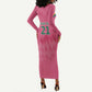 South Africa Cricket Custom Long Sleeve Bodycon Dress African King Proteas Pink LT9