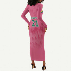 South Africa Cricket Custom Long Sleeve Bodycon Dress African King Proteas Pink LT9
