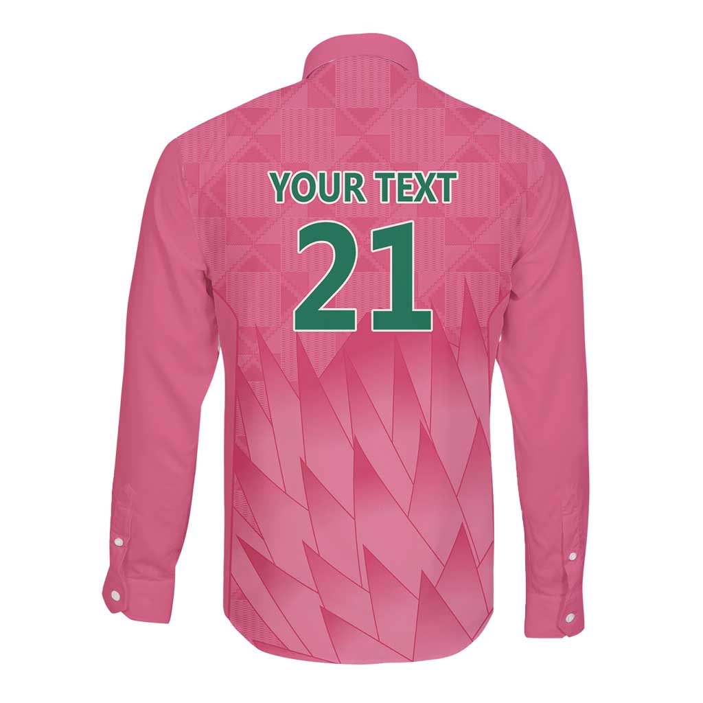 South Africa Cricket Custom Long Sleeve Button Shirt African King Proteas Pink