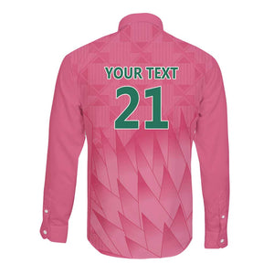 South Africa Cricket Custom Long Sleeve Button Shirt African King Proteas Pink