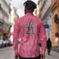 South Africa Cricket Custom Long Sleeve Button Shirt African King Proteas Pink