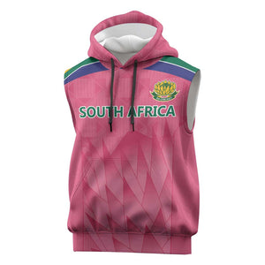 South Africa Cricket Custom Sleeveless Hoodie African King Proteas Pink - African Pride
