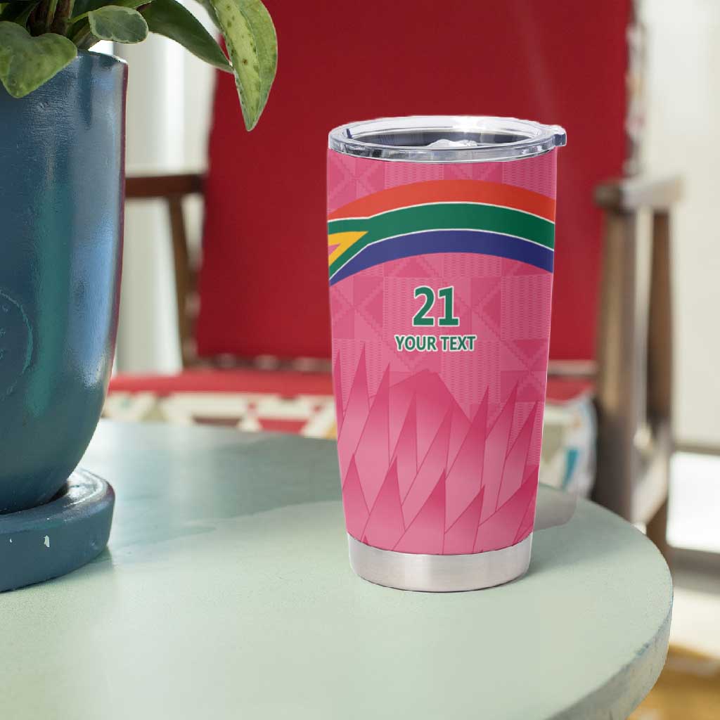 South Africa Cricket Custom Tumbler Cup African King Proteas Pink