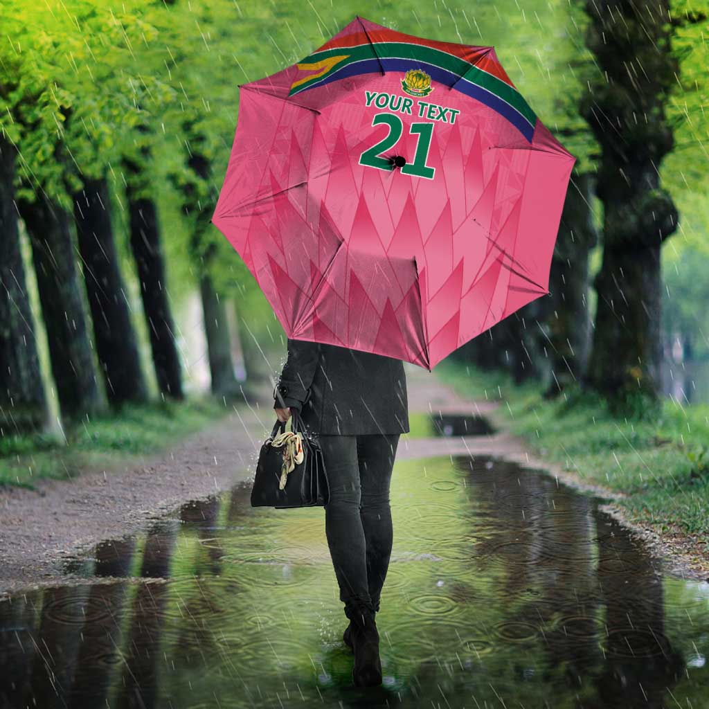 South Africa Cricket Custom Umbrella African King Proteas Pink