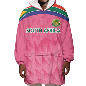 South Africa Cricket Custom Wearable Blanket Hoodie African King Proteas Pink
