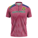 South Africa Cricket Custom Zipper Polo Shirt African King Proteas Pink