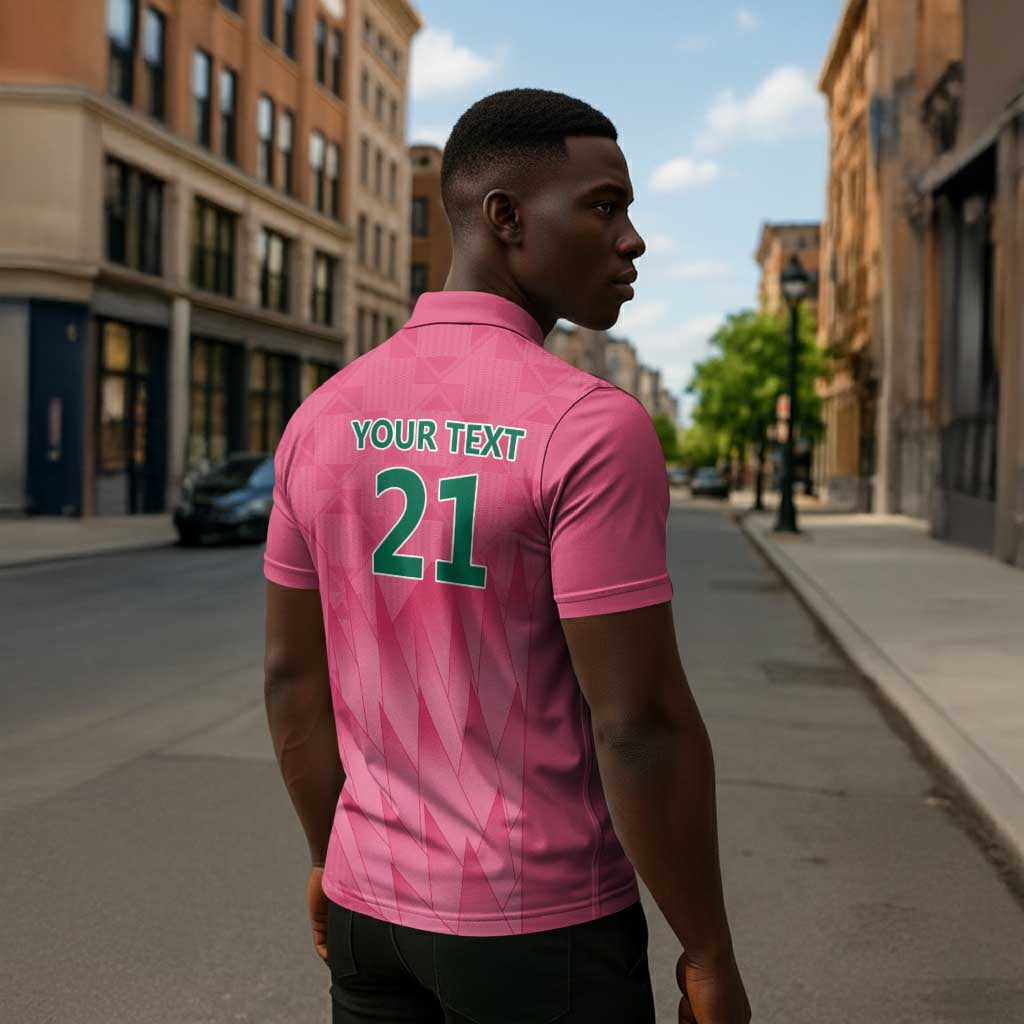 South Africa Cricket Custom Zipper Polo Shirt African King Proteas Pink