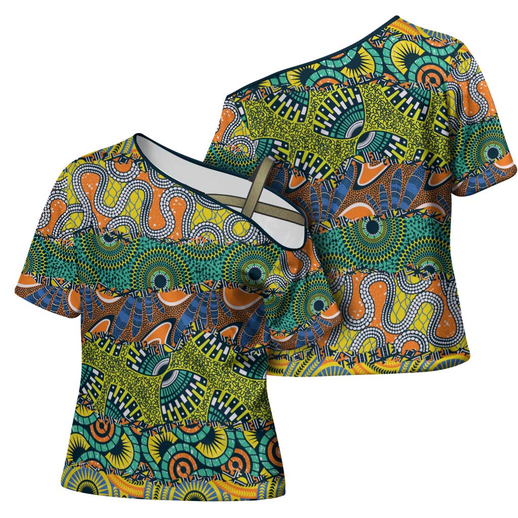 Africa Tribal Mixed Pattern Cross Shoulder Shirt