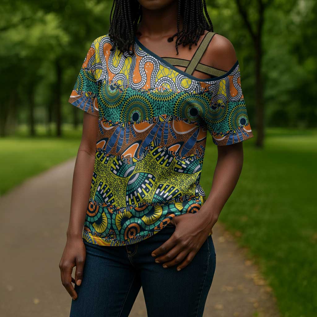 Africa Tribal Mixed Pattern Cross Shoulder Shirt