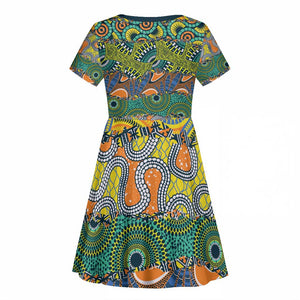 Africa Tribal Mixed Pattern Kid Short Sleeve Dress - African Pride