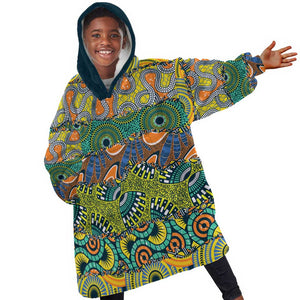 Africa Tribal Mixed Pattern Kid Wearable Blanket Hoodie - African Pride